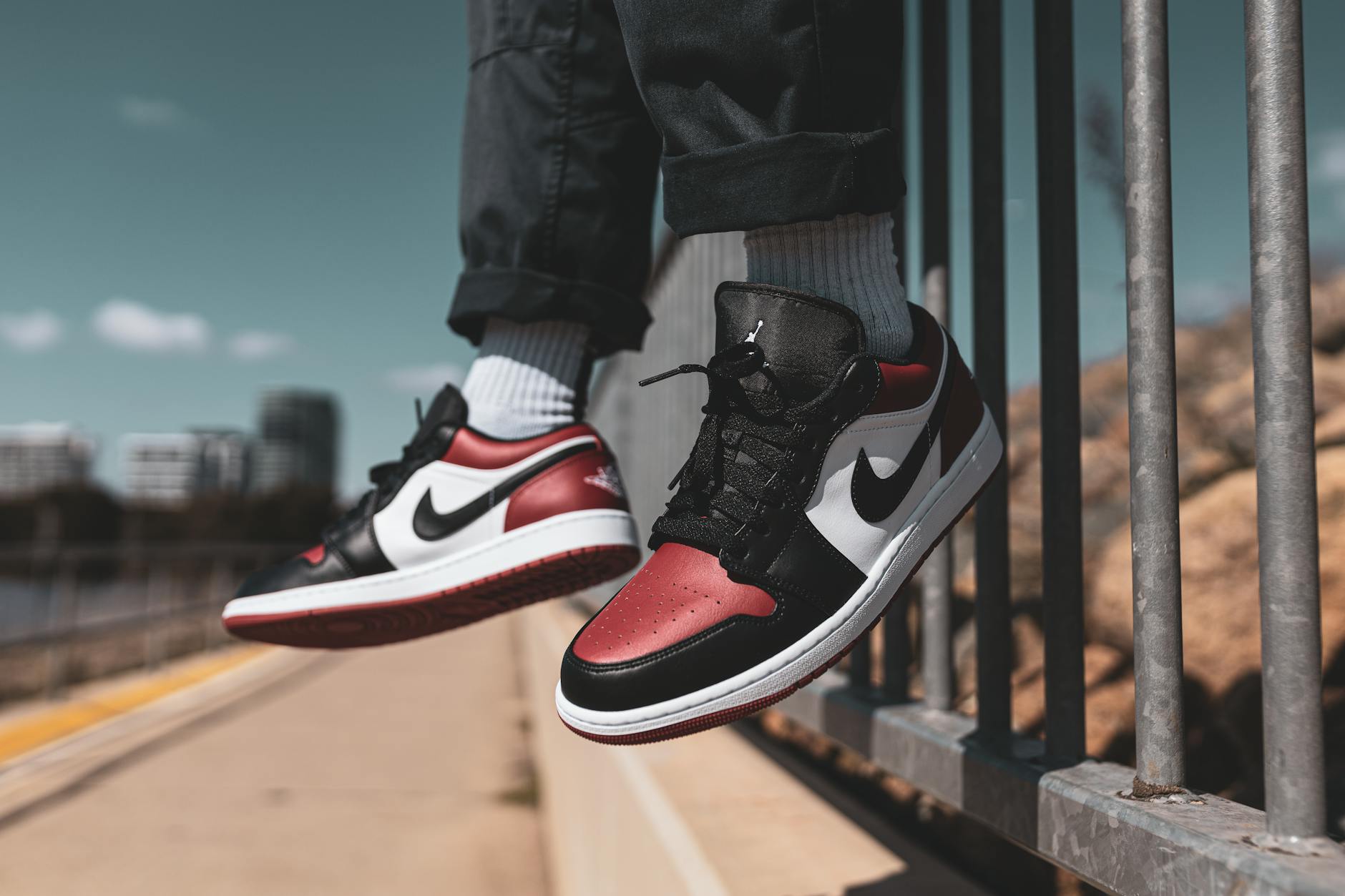 close up of nike shoes